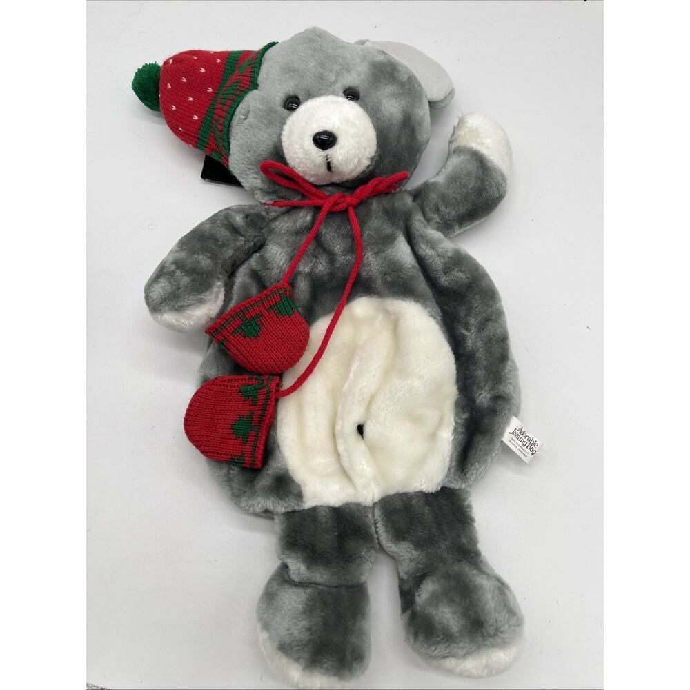 Vtg Christmas Bear Stocking Pajama Jammy Bag Plush Bear North Pole Wellington